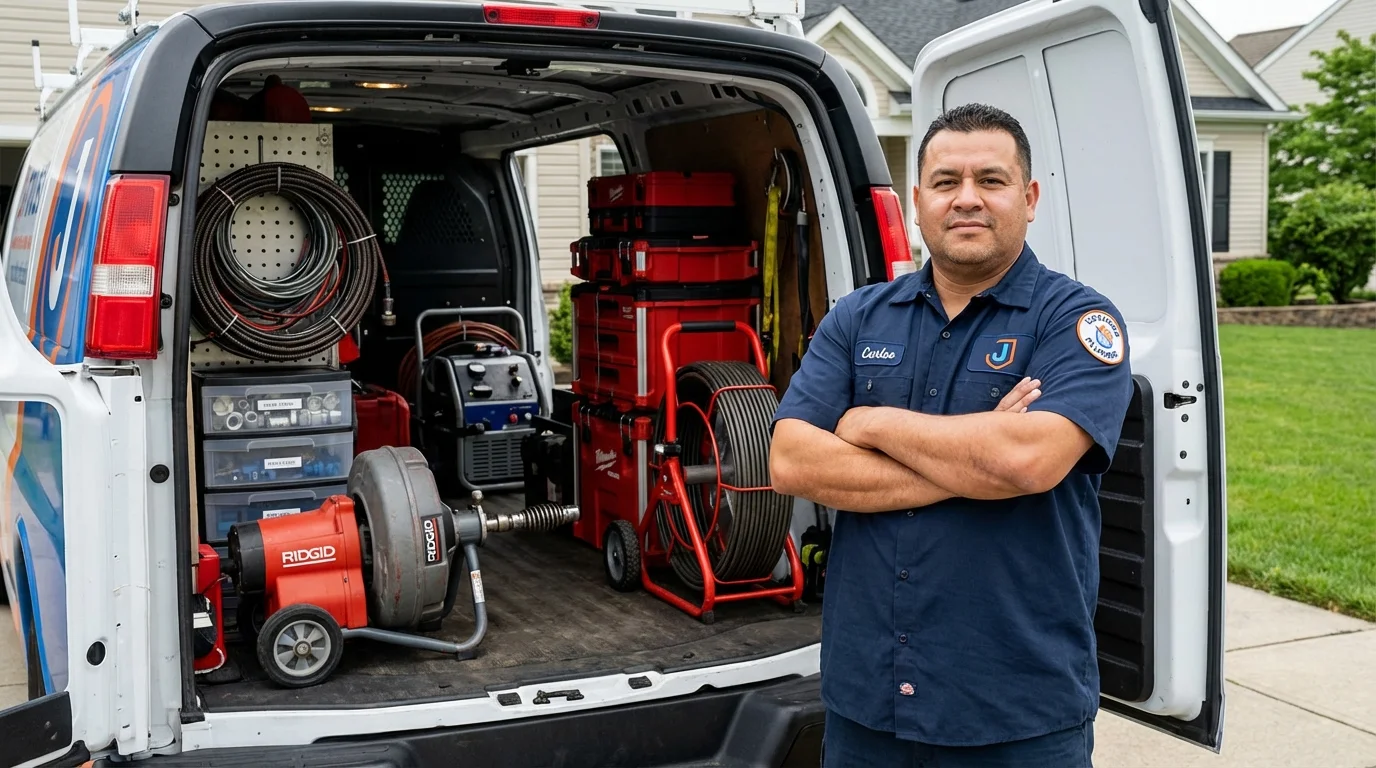 Professional drain cleaning equipment and Johns Plumbing LLC plumber in Freedom